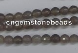 CAG4825 15 inches 6mm faceted round grey agate beads wholesale