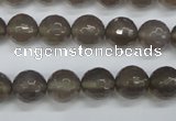 CAG4827 15 inches 10mm faceted round grey agate beads wholesale