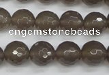 CAG4828 15 inches 12mm faceted round grey agate beads wholesale