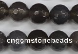 CAG4829 15 inches 14mm faceted round grey agate beads wholesale