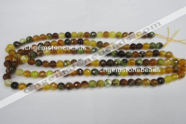 CAG4842 15 inches 8mm faceted round dragon veins agate beads