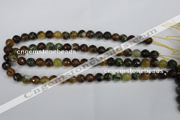 CAG4843 15 inches 10mm faceted round dragon veins agate beads