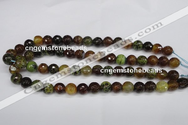 CAG4844 15 inches 12mm faceted round dragon veins agate beads