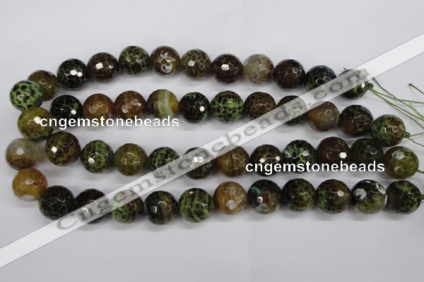 CAG4846 15 inches 16mm faceted round dragon veins agate beads