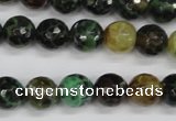 CAG4853 15 inches 10mm faceted round dragon veins agate beads