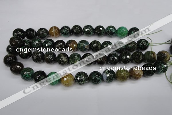 CAG4856 15 inches 16mm faceted round dragon veins agate beads