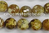 CAG4865 15 inches 14mm faceted round dragon veins agate beads