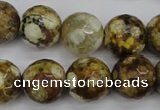 CAG4866 15 inches 16mm faceted round dragon veins agate beads