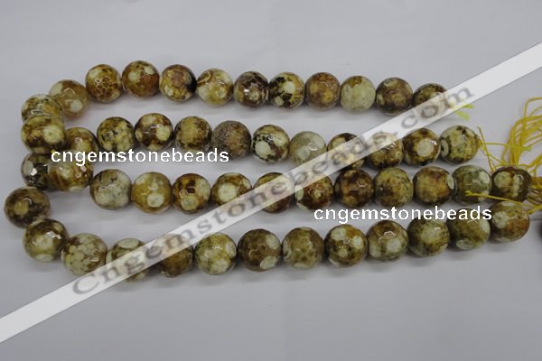 CAG4866 15 inches 16mm faceted round dragon veins agate beads