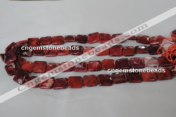 CAG4872 15 inches 14*14mm faceted square fire crackle agate beads
