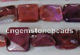 CAG4874 15 inches 14*14mm faceted square fire crackle agate beads