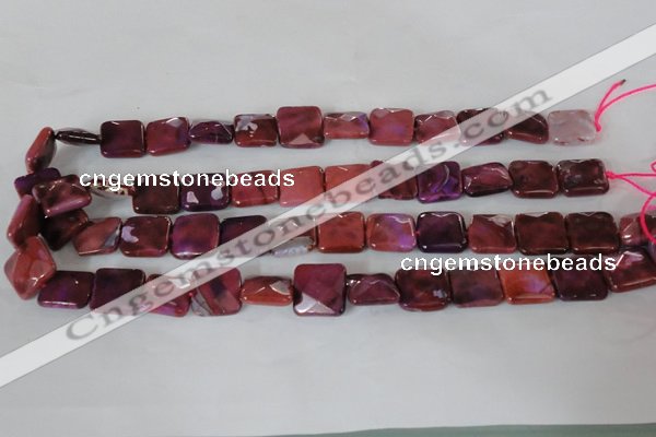 CAG4874 15 inches 14*14mm faceted square fire crackle agate beads