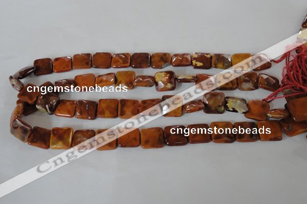 CAG4877 15 inches 14*14mm faceted square fire crackle agate beads
