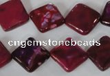 CAG4883 15 inches 14*14mm faceted diamond fire crackle agate beads