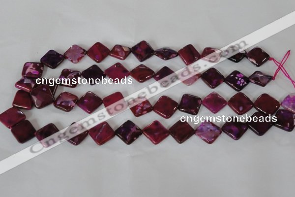 CAG4883 15 inches 14*14mm faceted diamond fire crackle agate beads