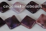 CAG4885 15 inches 14*14mm faceted diamond fire crackle agate beads