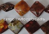 CAG4887 15 inches 14*14mm faceted diamond fire crackle agate beads