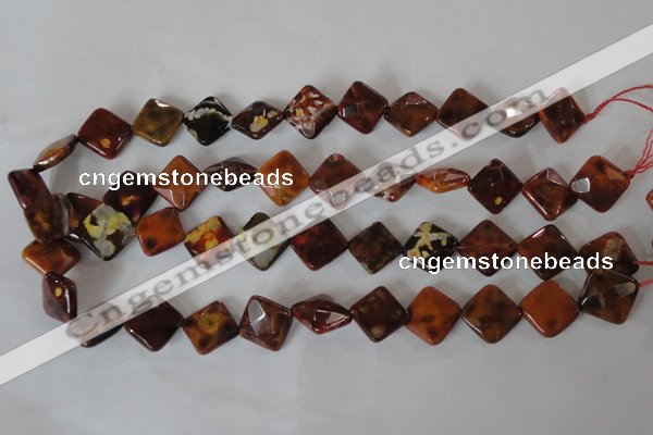 CAG4887 15 inches 14*14mm faceted diamond fire crackle agate beads