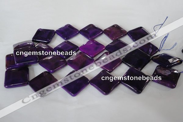 CAG4888 15 inches 25*25mm faceted diamond fire crackle agate beads