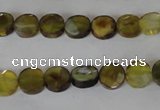 CAG4890 15 inches 8mm faceted coin fire crackle agate beads