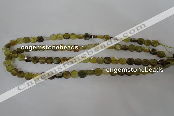 CAG4890 15 inches 8mm faceted coin fire crackle agate beads