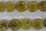 CAG4891 15 inches 12mm faceted coin fire crackle agate beads