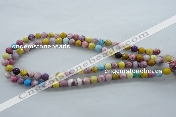 CAG4901 15.5 inches 8mm faceted round dyed white agate beads