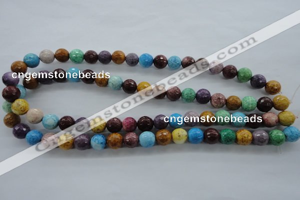 CAG4902 15.5 inches 10mm faceted round dyed white agate beads