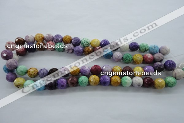 CAG4903 15.5 inches 12mm faceted round dyed white agate beads