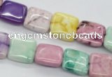 CAG4910 15.5 inches 12*12mm square dyed white agate beads