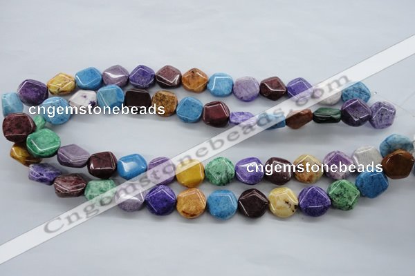 CAG4918 15.5 inches 14mm faceted coin dyed white agate beads