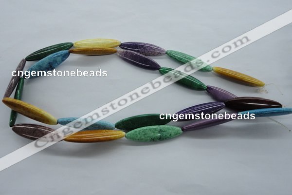 CAG4922 15.5 inches 10*38mm marquise dyed white agate beads