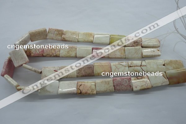 CAG4928 15.5 inches 16*20mm rectangle dyed white agate beads