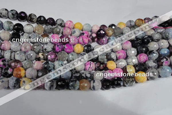 CAG5060 15.5 inches 10mm faceted round fire crackle agate beads