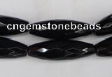 CAG5062 15.5 inches 10*30mm faceted rice black agate beads