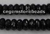 CAG5065 15.5 inches 6*12mm faceted rondelle black agate beads