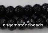 CAG5066 15.5 inches 10*13mm faceted rondelle black agate beads