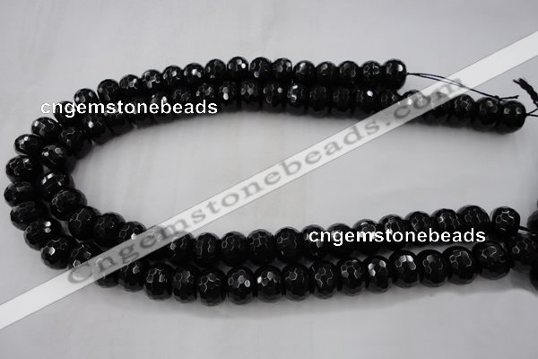 CAG5066 15.5 inches 10*13mm faceted rondelle black agate beads