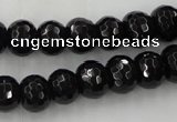 CAG5069 15.5 inches 7*11mm faceted rondelle black agate beads