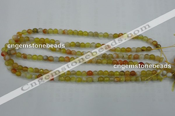 CAG5101 15.5 inches 6mm faceted round line agate beads wholesale