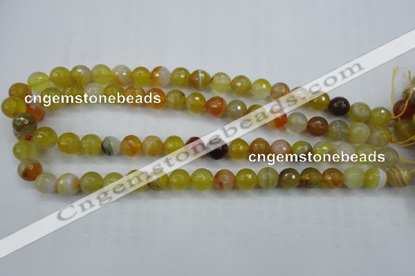 CAG5102 15.5 inches 8mm faceted round line agate beads wholesale