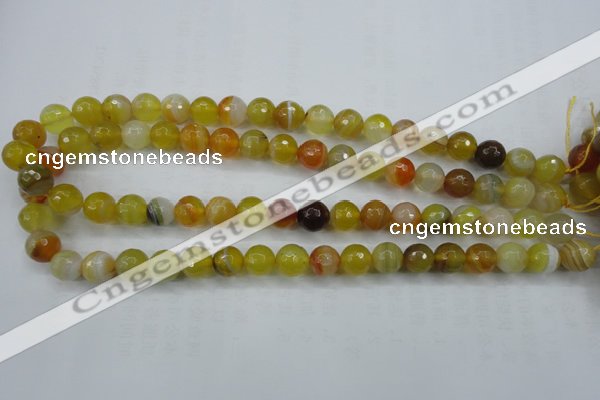 CAG5103 15.5 inches 10mm faceted round line agate beads wholesale