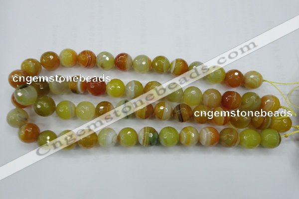 CAG5104 15.5 inches 12mm faceted round line agate beads wholesale