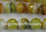 CAG5105 15.5 inches 14mm faceted round line agate beads wholesale