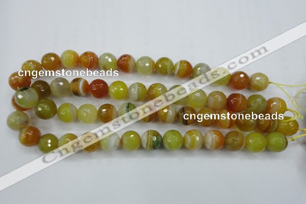 CAG5105 15.5 inches 14mm faceted round line agate beads wholesale