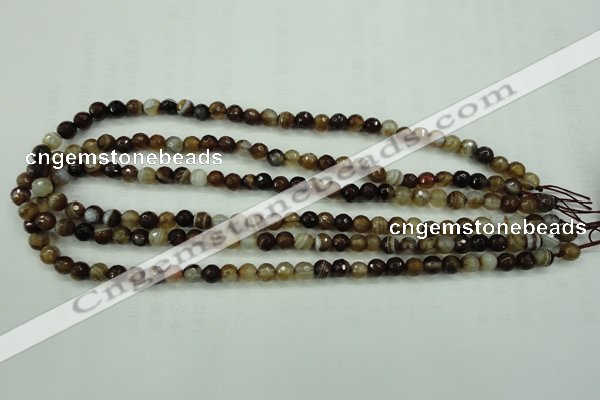 CAG5106 15.5 inches 6mm faceted round line agate beads wholesale