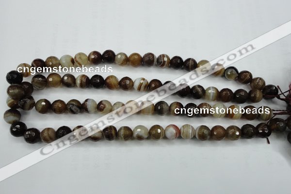 CAG5107 15.5 inches 8mm faceted round line agate beads wholesale