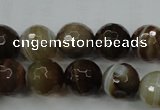 CAG5109 15.5 inches 12mm faceted round line agate beads wholesale