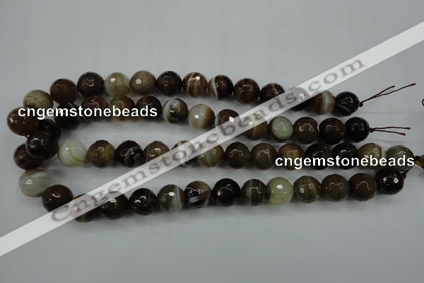 CAG5109 15.5 inches 12mm faceted round line agate beads wholesale