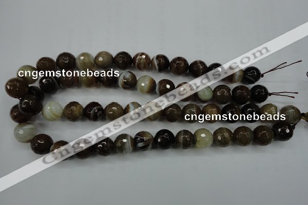 CAG5110 15.5 inches 14mm faceted round line agate beads wholesale